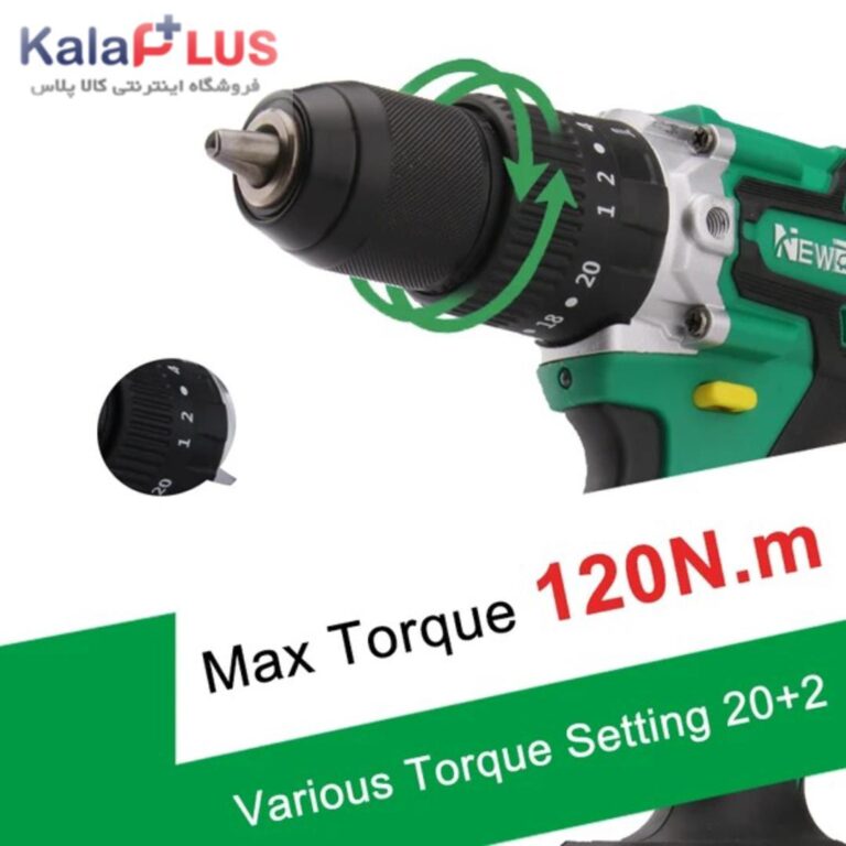 دریل شارژی چکشی ۲۱ ولت نیوبیتNEWBEAT مدل NBT-CID-21C-BL120